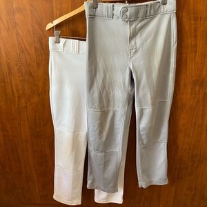 Rawlings Hemmed Open Bottom young men boys XL Baseball Pants White & Grey